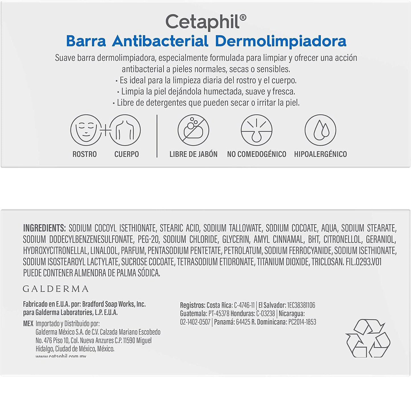 GALDERMA Cetaphil Barra Antibacterial Dermolimpiadora, 127gr