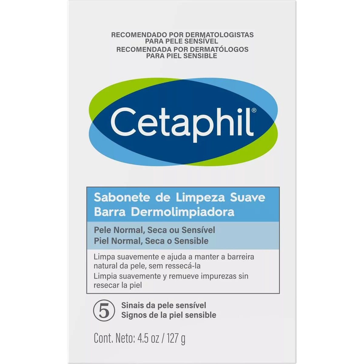 GALDERMA Cetaphil Barra Dermolimpiadora Suave, Corporal y Facial, 127gr