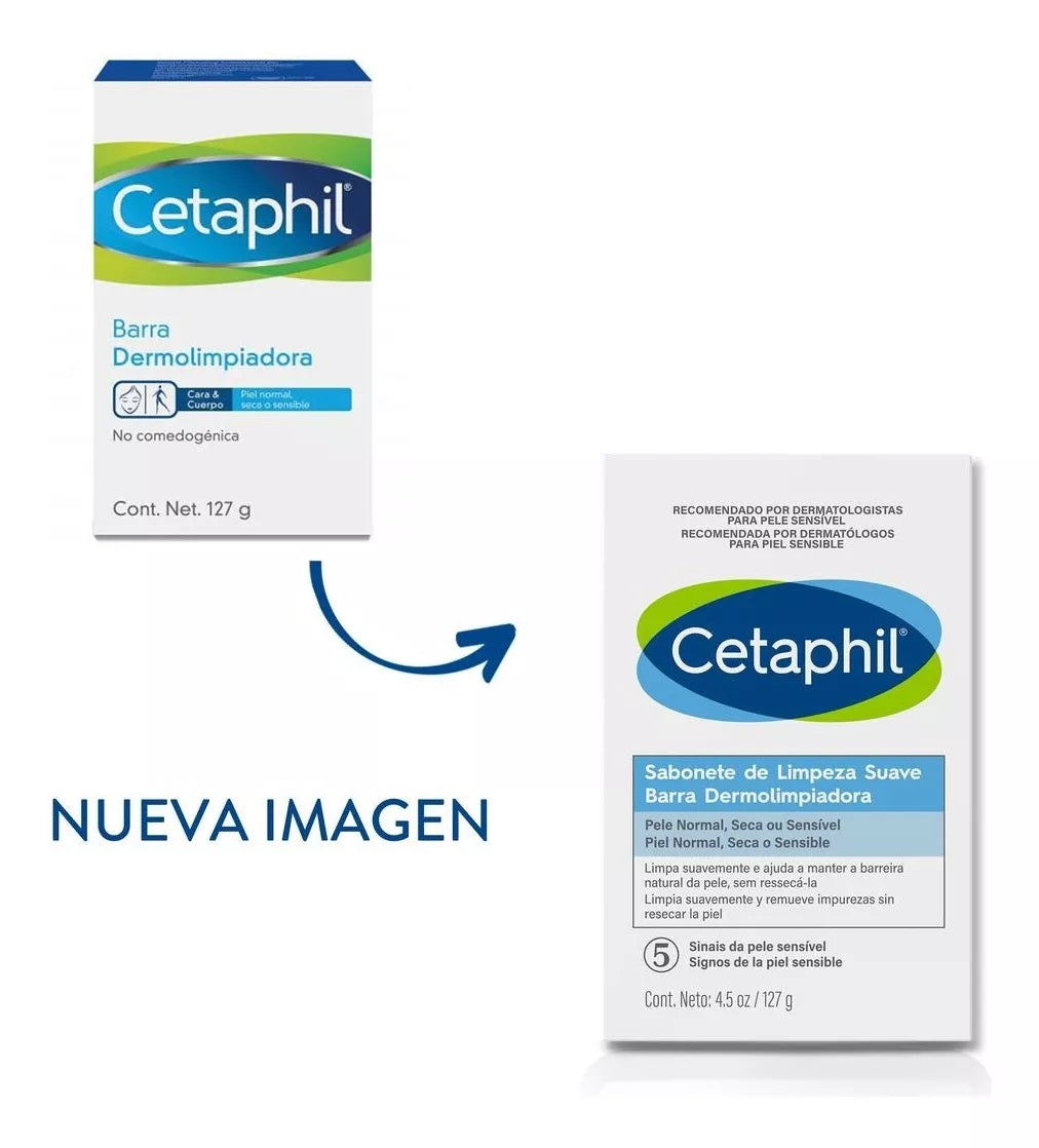 GALDERMA Cetaphil Barra Dermolimpiadora Suave, Corporal y Facial, 127gr