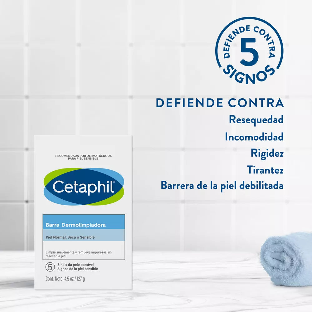 GALDERMA Cetaphil Barra Dermolimpiadora Suave, Corporal y Facial, 127gr