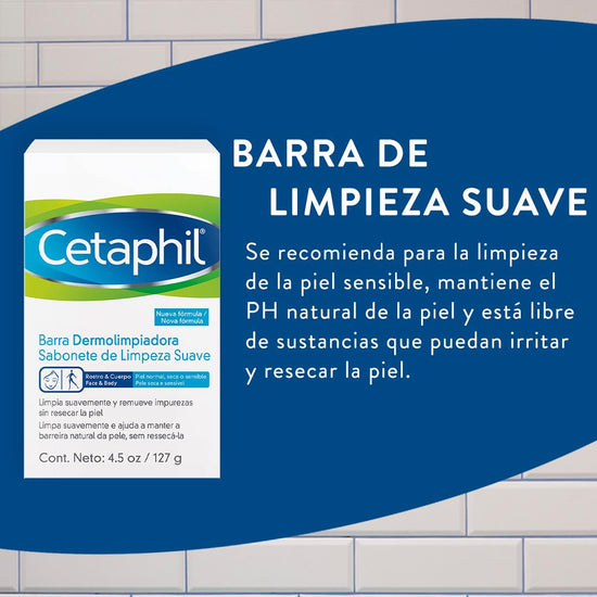 GALDERMA Cetaphil Barra Dermolimpiadora Suave, Corporal y Facial, 127gr