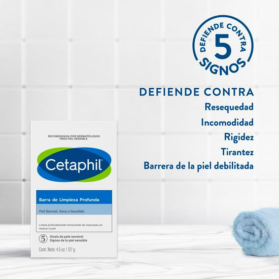 GALDERMA Cetaphil Barra de Limpieza Profunda, Corporal y Facial, 127gr