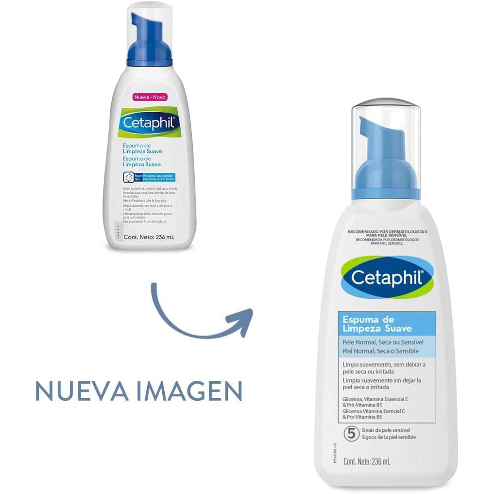 GALDERMA Cetaphil Espuma de Limpieza Suave, Calma y Restaura la Piel, 236ml