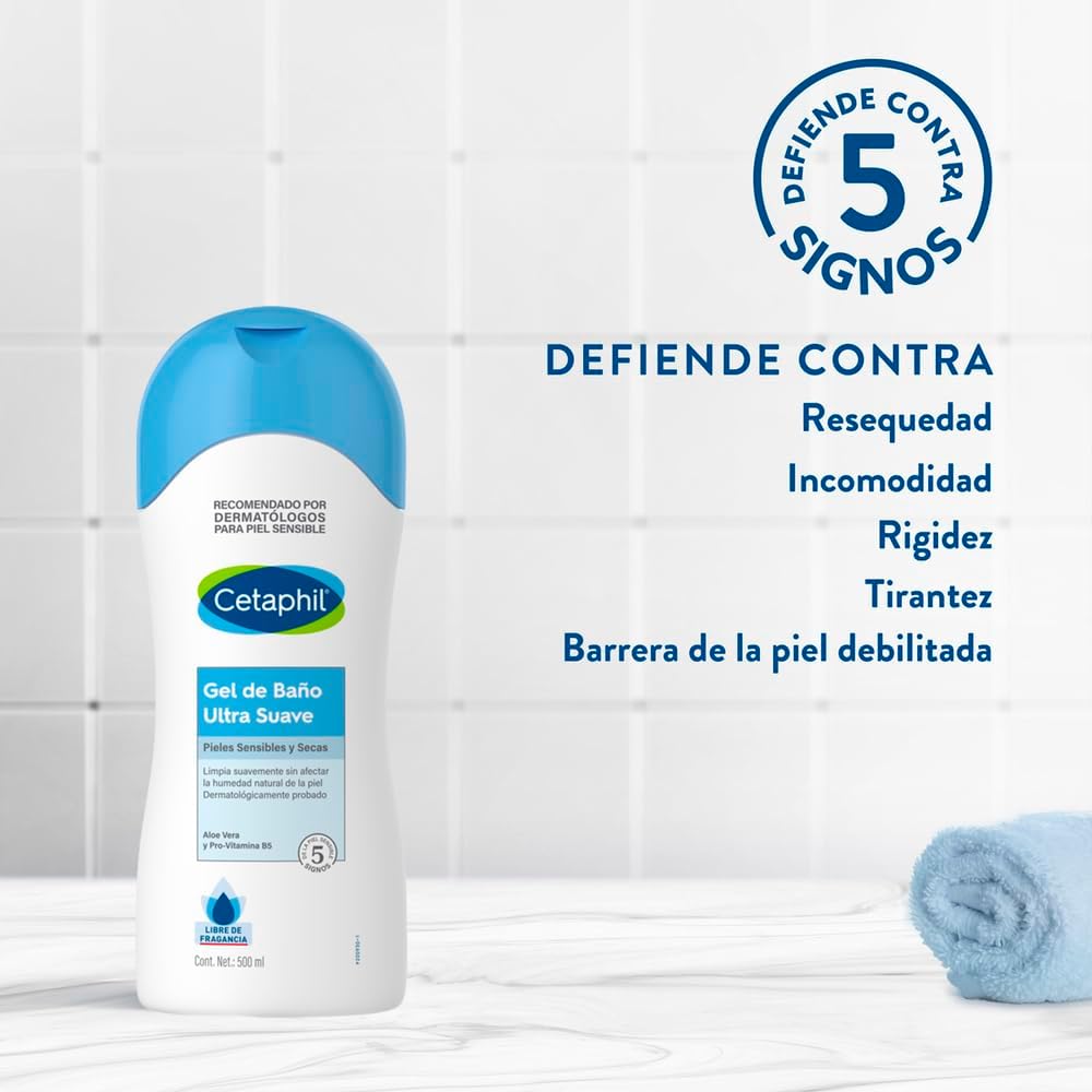 GALDERMA Cetaphil Gel de Baño Corporal, Limpieza Ultra Suave, Piel Sensible, 500ml