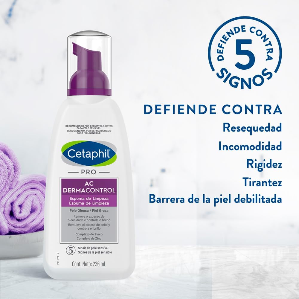 GALDERMA Cetaphil PRO AC Dermacontrol, Espuma de Limpieza Facial, 236ml