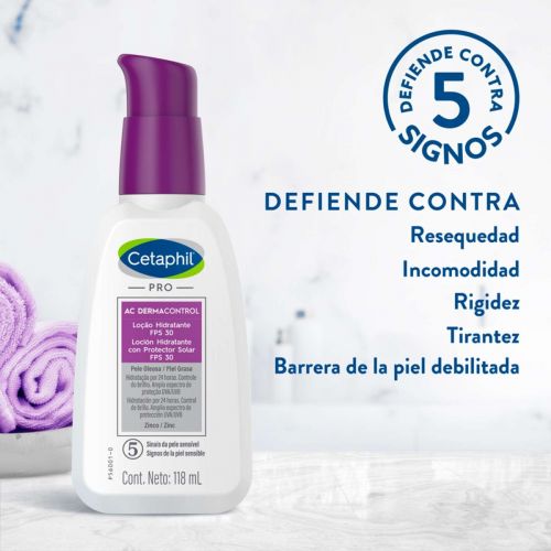 GALDERMA Cetaphil PRO AC Dermacontrol, Loción Facial Hidratante con FPS30, 118ml