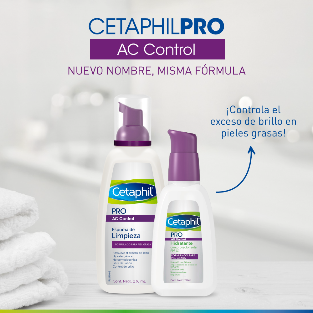 GALDERMA Cetaphil PRO AC Dermacontrol, Loción Facial Hidratante con FPS30, 118ml