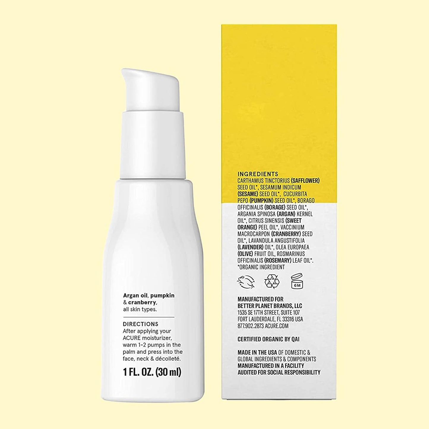 ACURE Brightening Glowing Serum, Suero Restaurador de Humedad 30ml