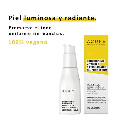ACURE Brightening Vitamin C & Ferulic Acid Serum, Suero iluminador 30ml
