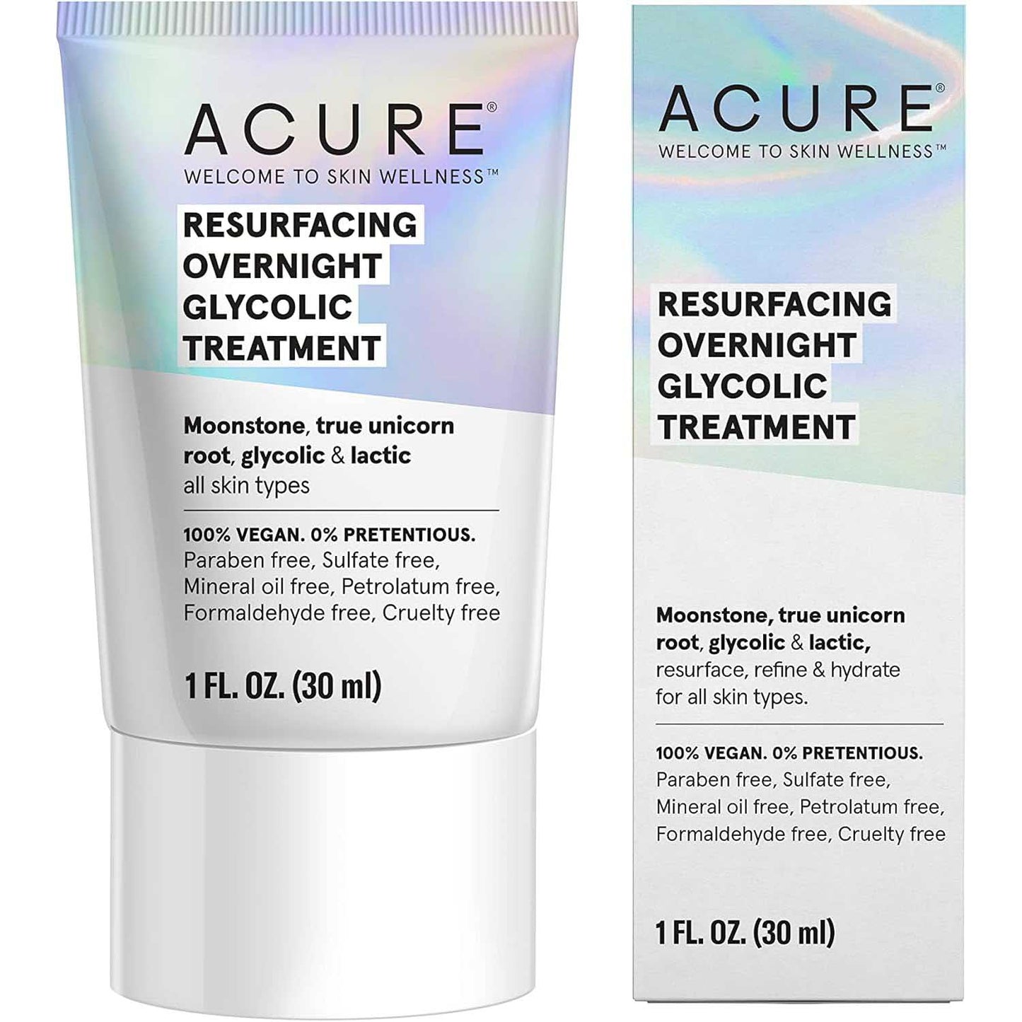 ACURE Resurfacing Overnight Glycolic, Crema Nocturna Iluminadora 30ml