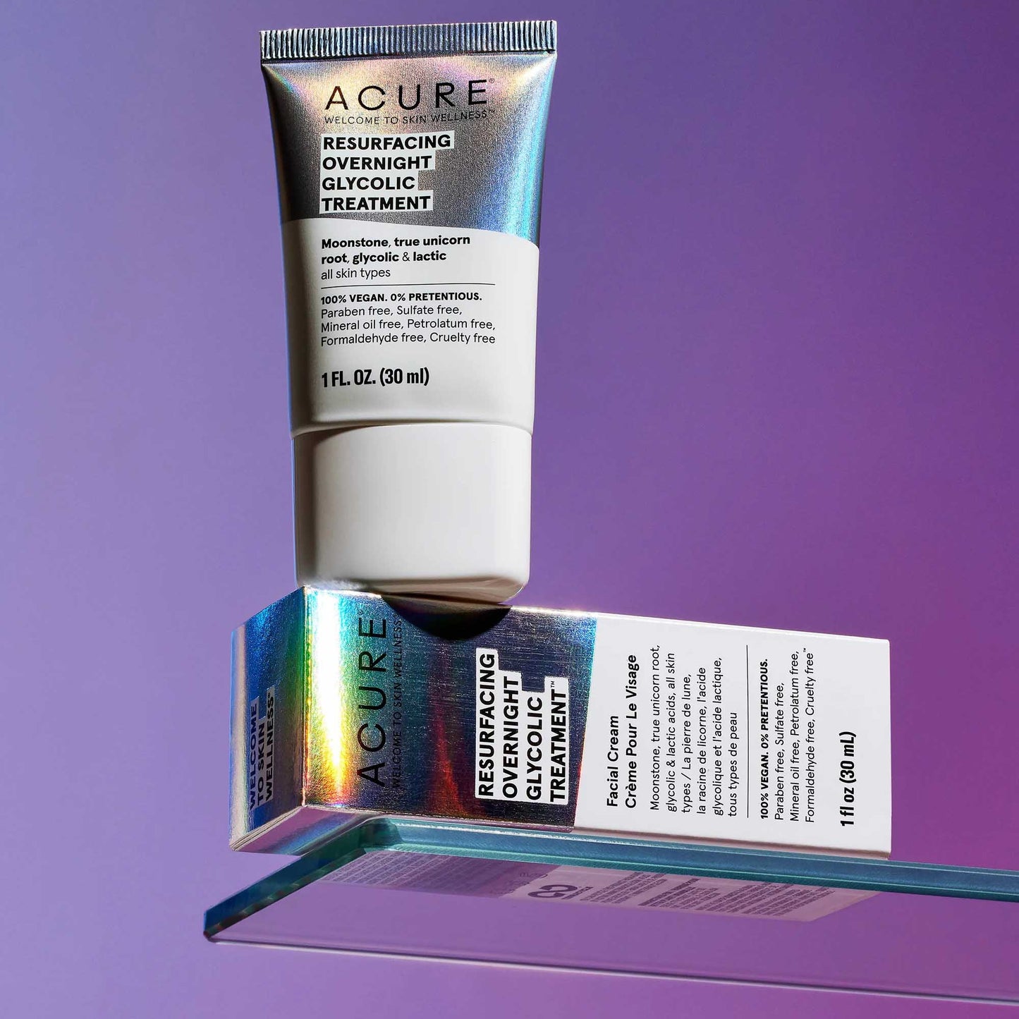 ACURE Resurfacing Overnight Glycolic, Crema Nocturna Iluminadora 30ml