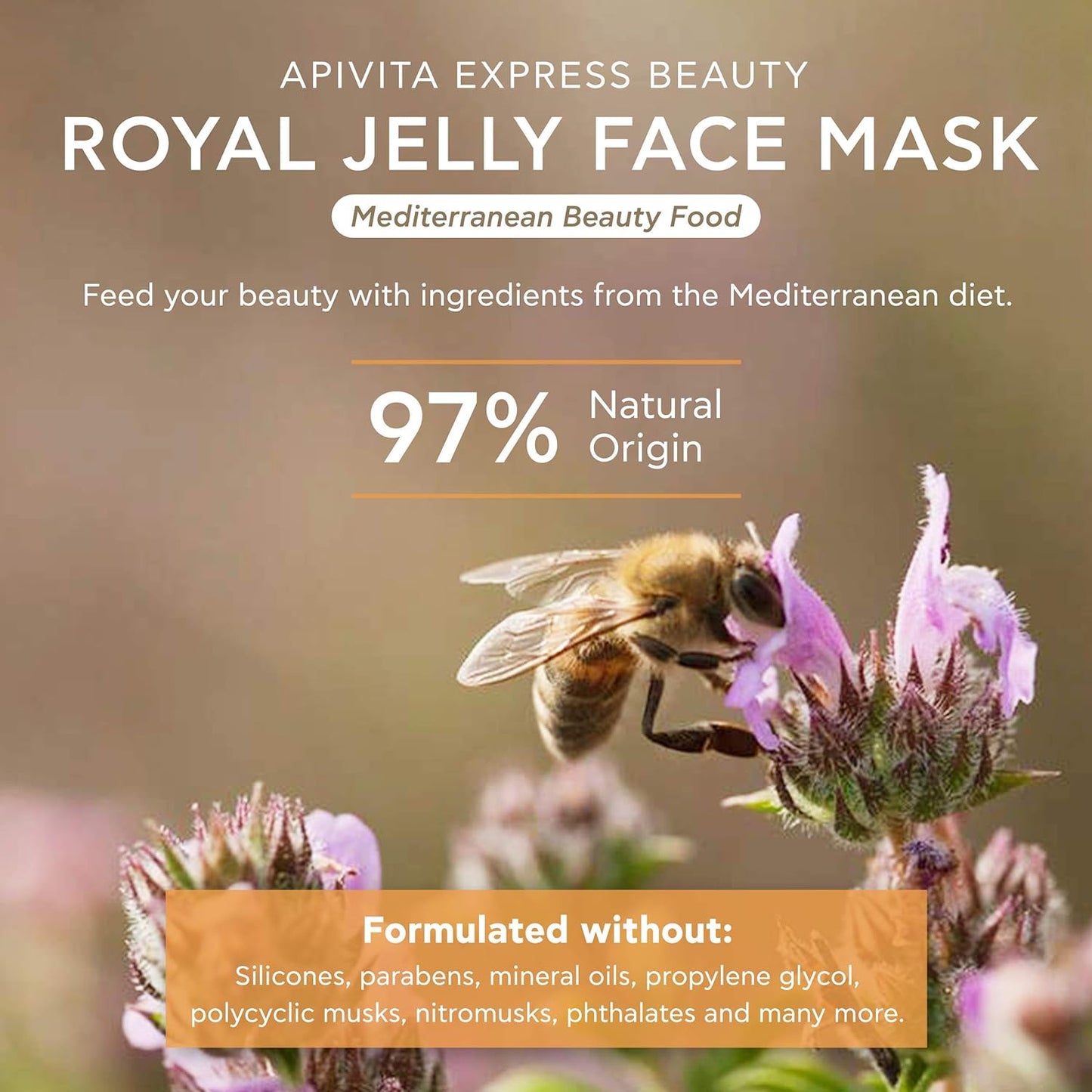 APIVITA Express Beauty Royal Jelly Face Mask, Mascarilla Facial con Jalea Real