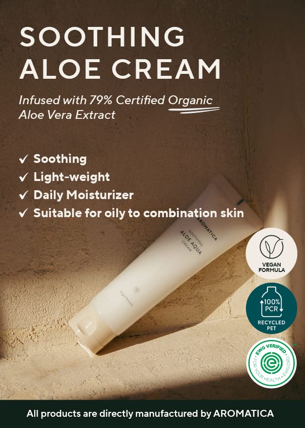 AROMATICA Aloe Aqua Cream, Crema Hidratante de Aloe Vera 150gr