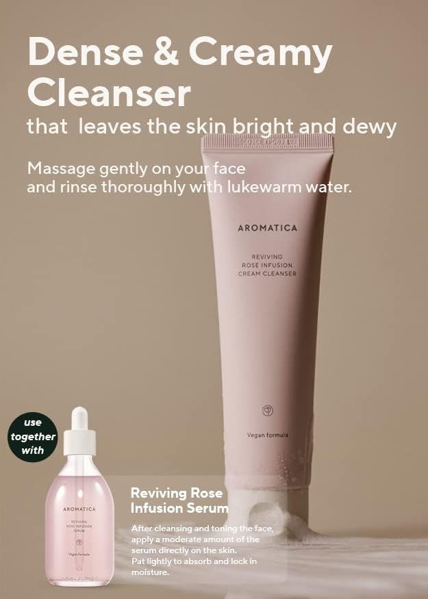 AROMATICA Reviving Rose Infusion Cream Cleanser, Crema Limpiadora 145gr