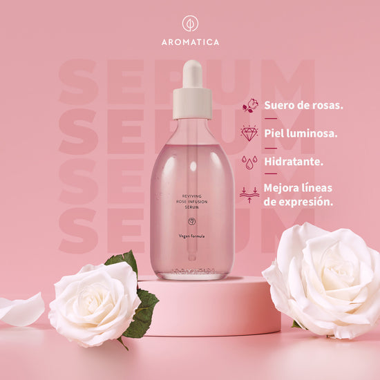 AROMATICA Reviving Rose Infusion Serum, Suero Hidratante Rosas 100ml