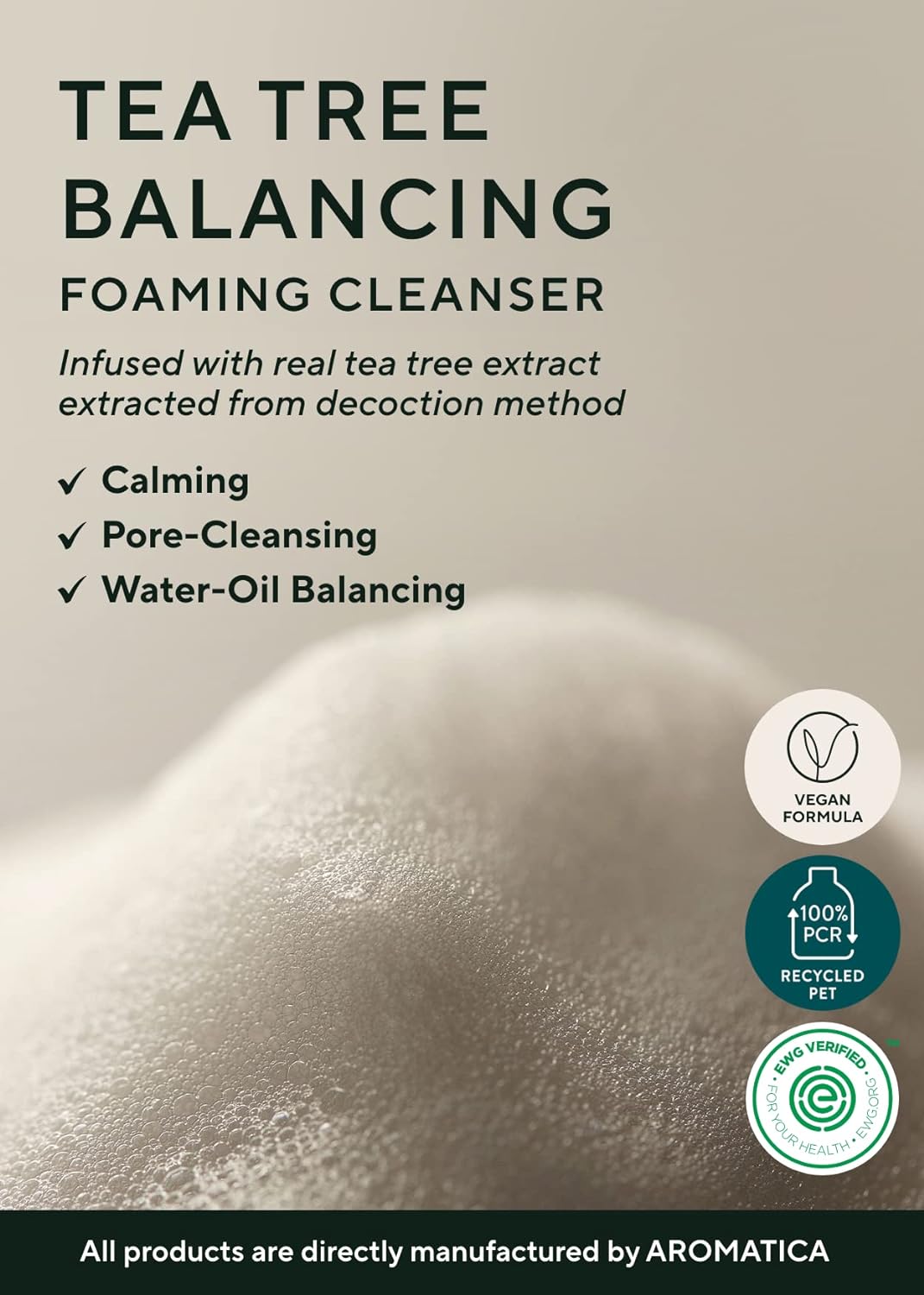 AROMATICA Tea Tree Balancing Foaming Cleanser, Limpiador Espumoso 180ml