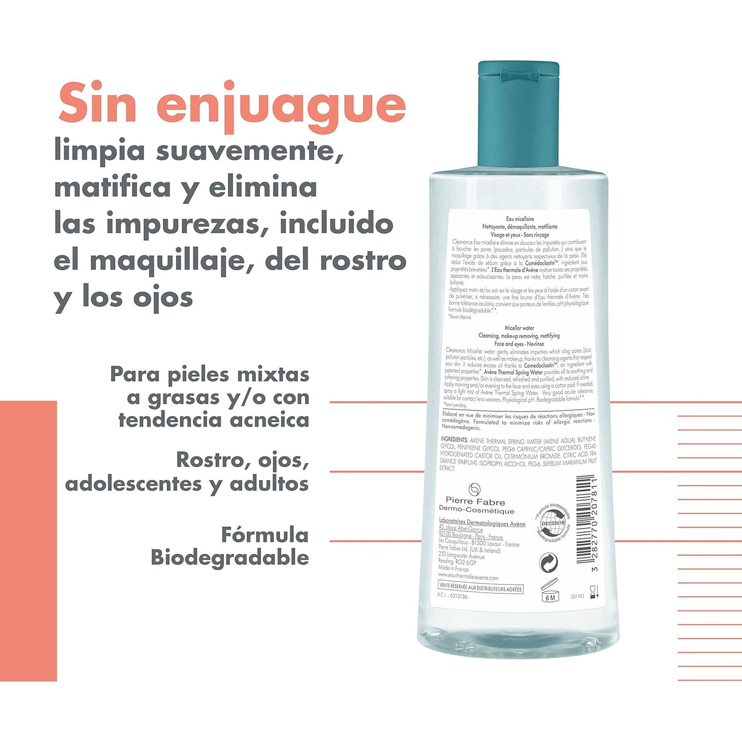 AVÈNE Cleanance Agua Micelar Desmaquillante Piel Grasa 400ml