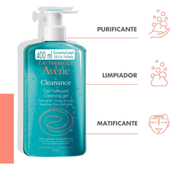 AVÈNE Cleanance Gel limpiador para Piel Grasa 400ml