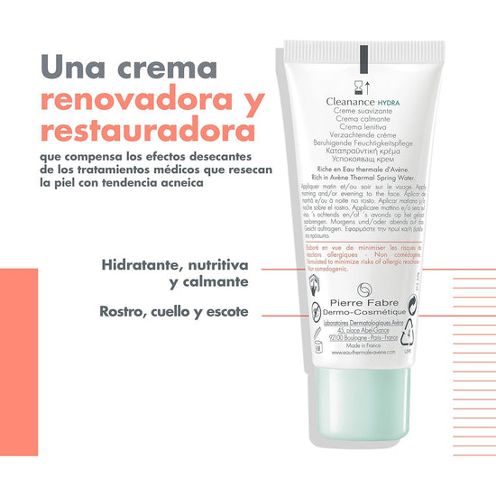 AVÈNE Cleanance Hydra Crema, Hidratante Facial Calmante 40ml