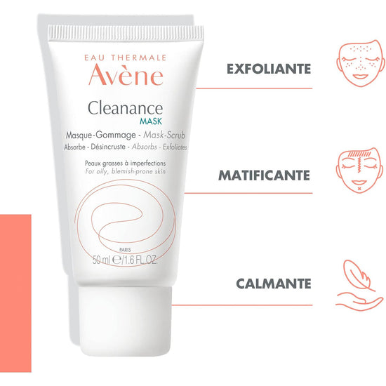 AVÈNE Cleanance Mask, Mascarilla Exfoliante para Piel Grasa 50ml