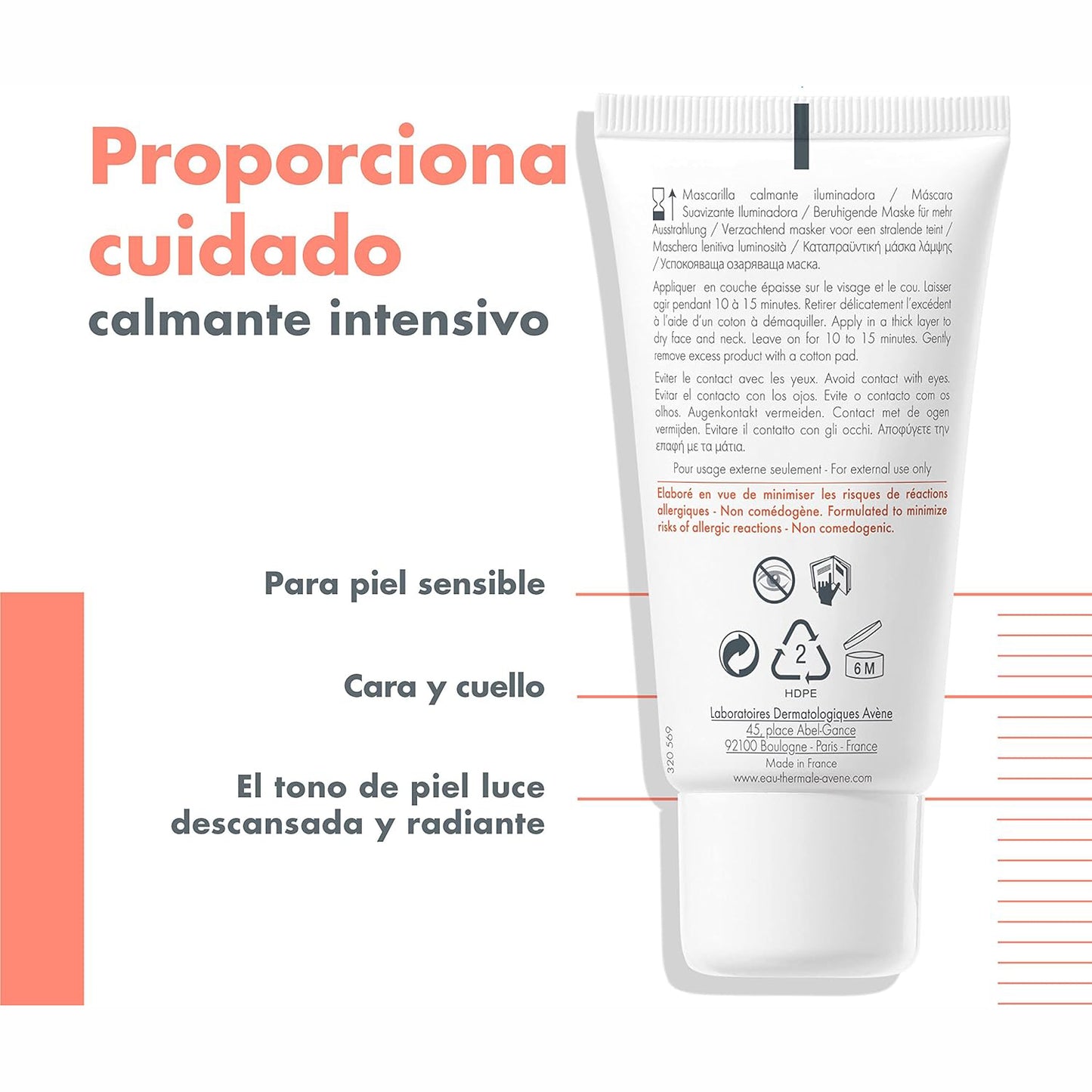 AVÈNE Mascarilla Facial Calmante Hidratante Piel Sensible 50ml