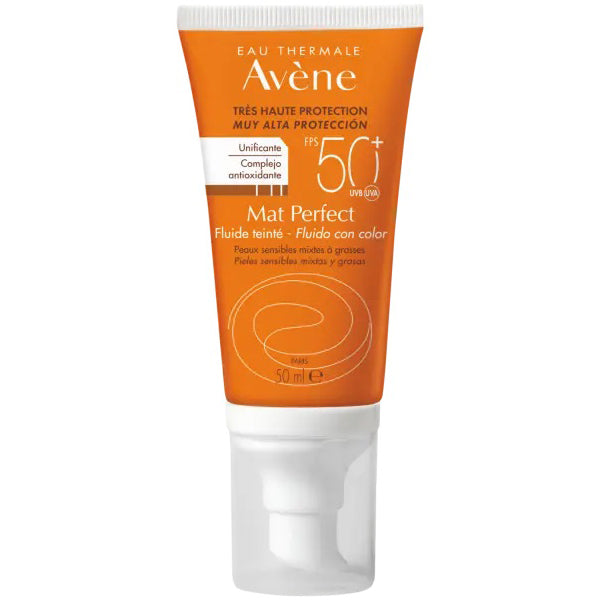 AVÈNE Protector Solar Mat Perfect Fluido con Color FPS 50, 50ml