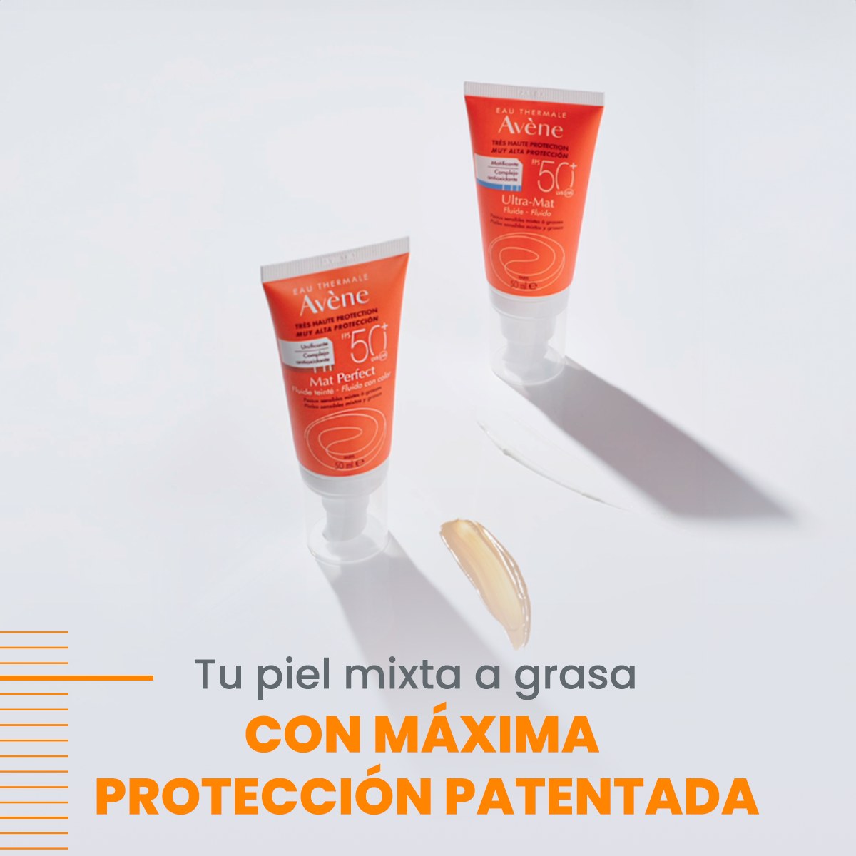 AVÈNE Protector Solar Mat Perfect Fluido con Color FPS 50, 50ml
