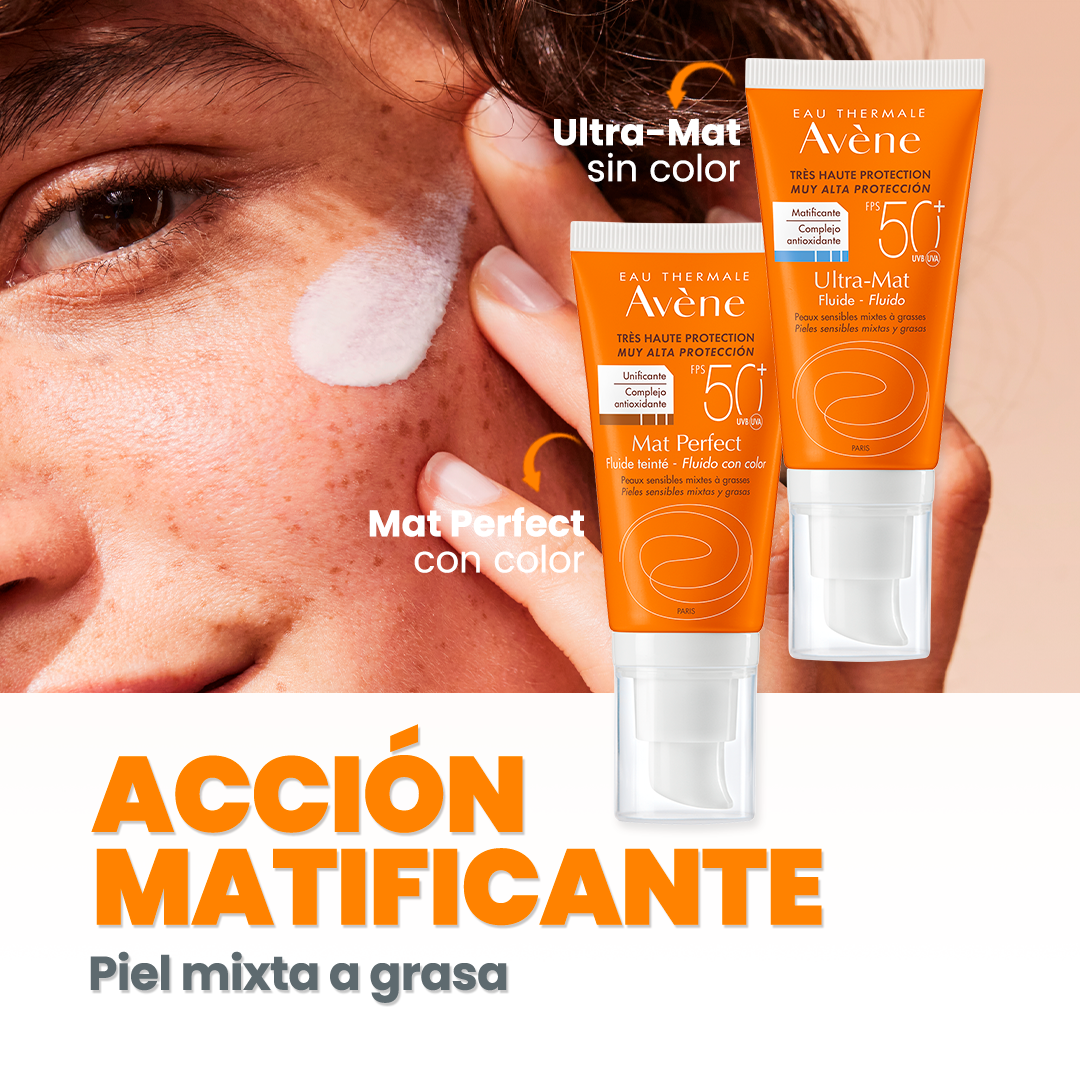 AVÈNE Protector Solar Mat Perfect Fluido con Color FPS 50, 50ml