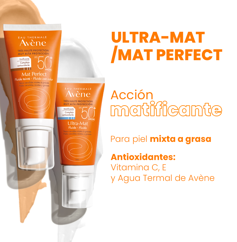 AVÈNE Protector Solar Mat Perfect Fluido con Color FPS 50, 50ml