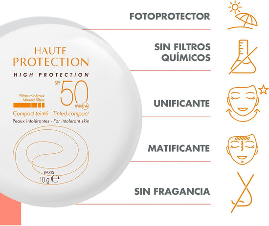 AVÈNE Maquillaje Compacto Mineral FPS 50, Tono Dorado 10gr