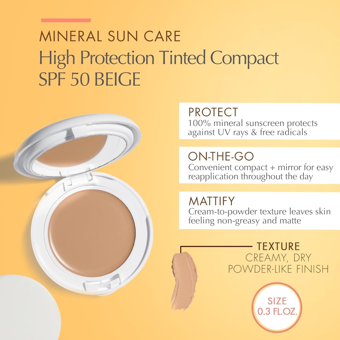 AVÈNE Maquillaje Compacto Mineral FPS 50, Tono Arena 10gr