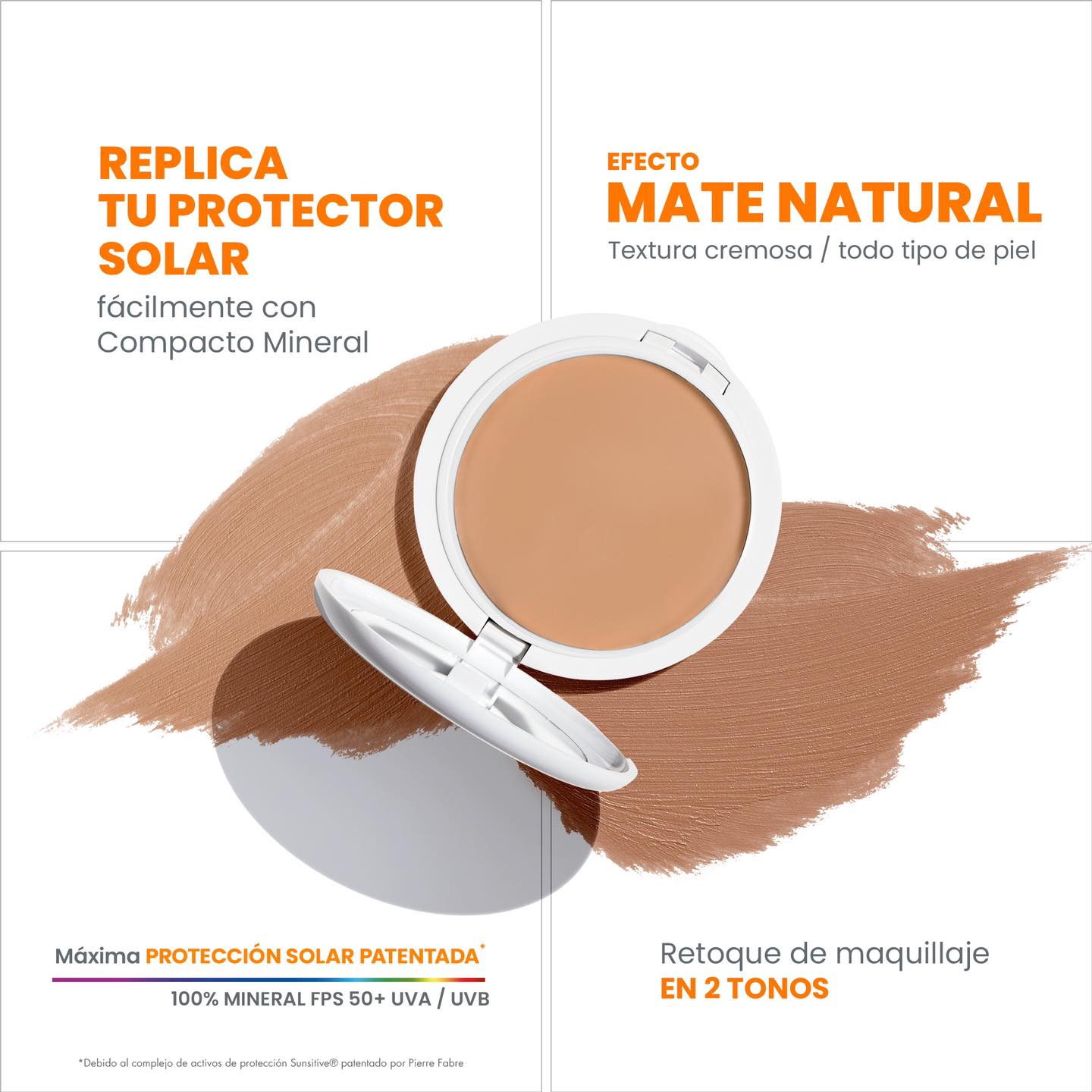 AVÈNE Maquillaje Compacto Mineral FPS 50, Tono Dorado 10gr