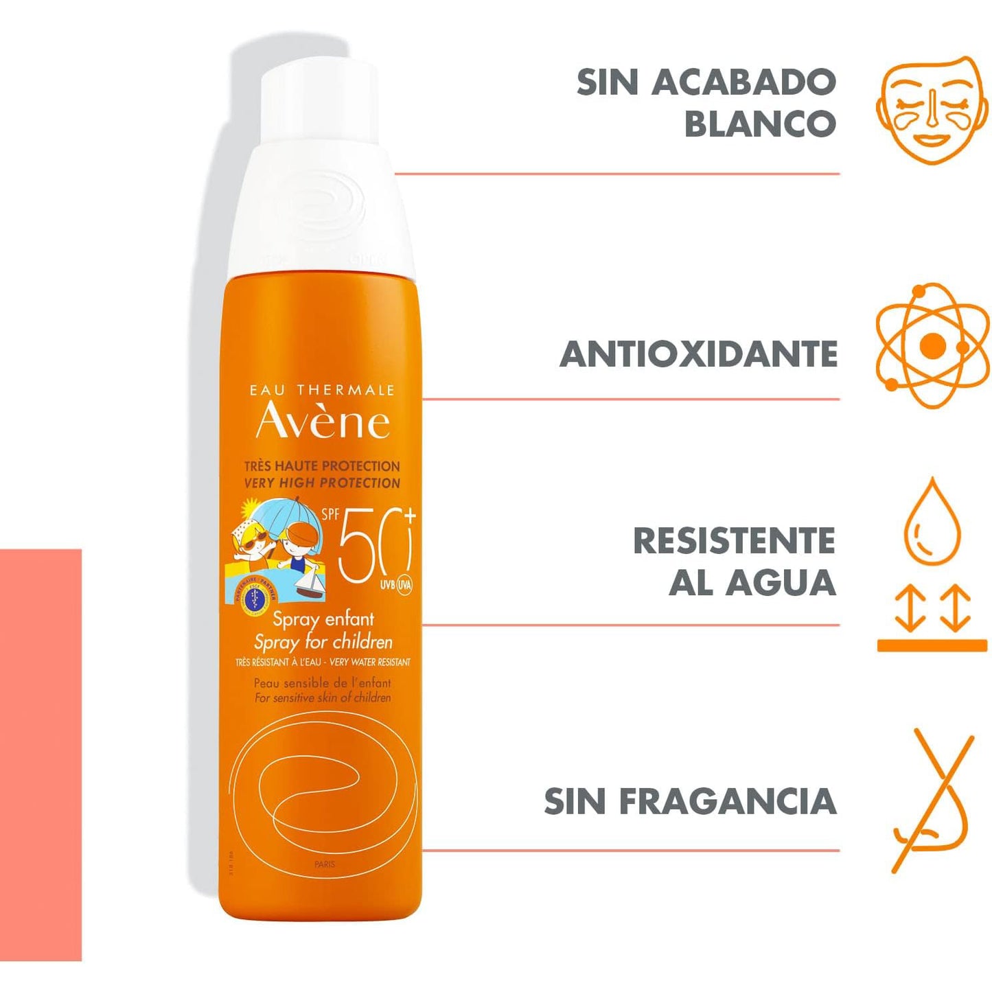 AVÈNE Protector Solar en Spray para Niños FPS 50, 200ml