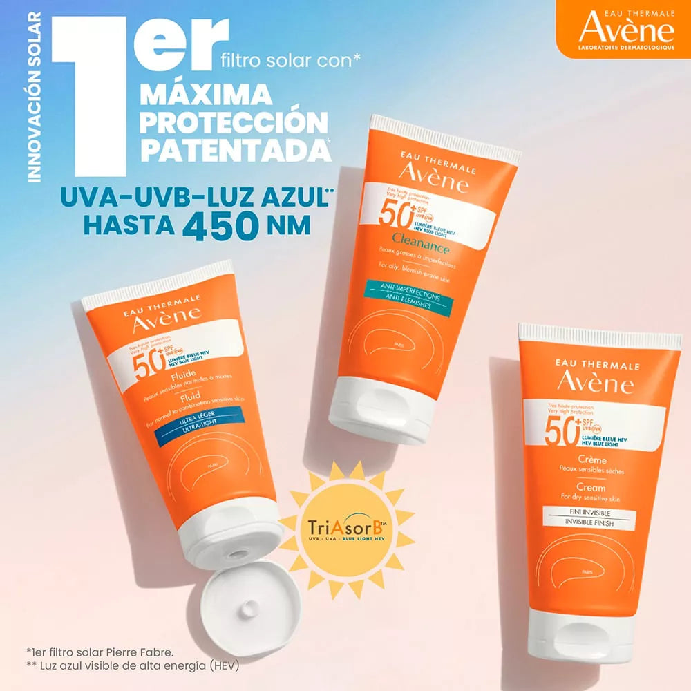 AVÈNE Protector Solar Fluido Contra Rayos UVB/UVA y LUZ AZUL, FPS 50, 50ml