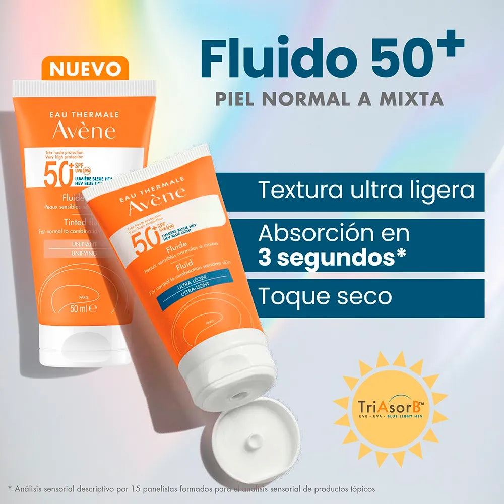 AVÈNE Protector Solar Fluido Contra Rayos UVB/UVA y LUZ AZUL, FPS 50, 50ml