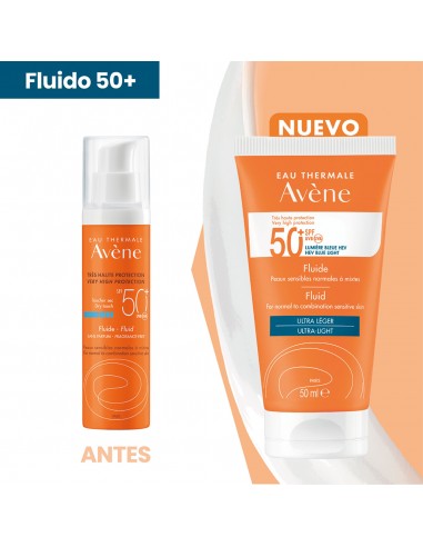 AVÈNE Protector Solar Fluido Contra Rayos UVB/UVA y LUZ AZUL, FPS 50, 50ml