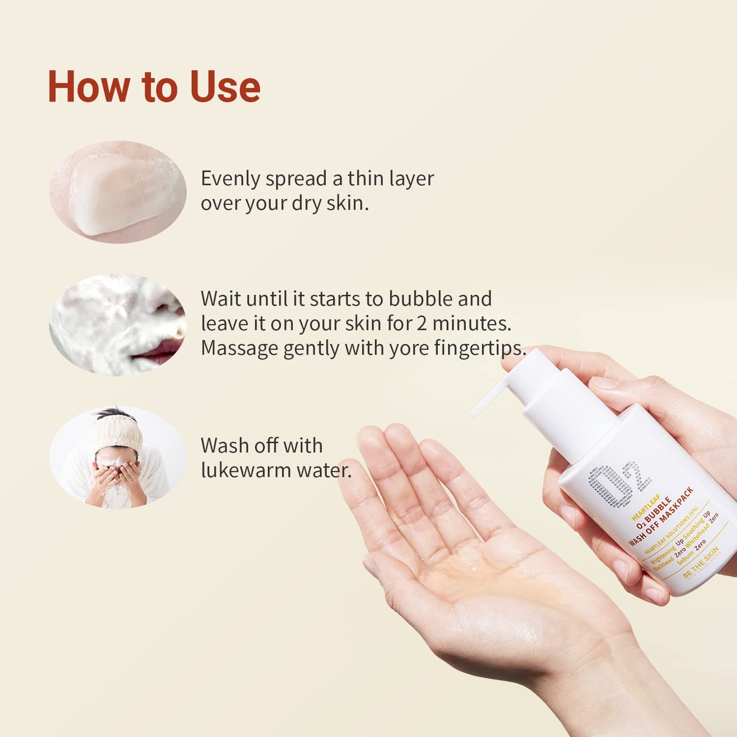 BE THE SKIN Heartleaf O2 Bubble wash off mask, Mascarilla Limpiadora 120ml