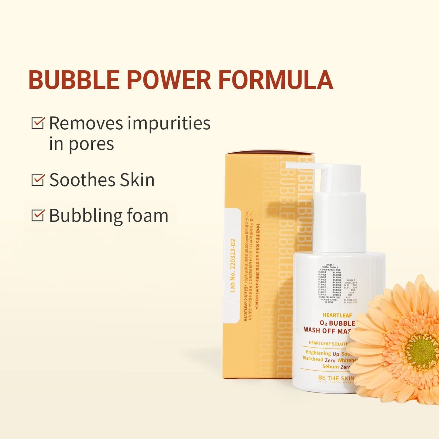 BE THE SKIN Heartleaf O2 Bubble wash off mask, Mascarilla Limpiadora 120ml