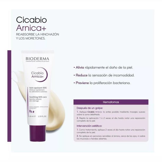 BIODERMA Cicabio Arnica+ Crema, Reabsorbe Hinchazón y Moretones, 40ml