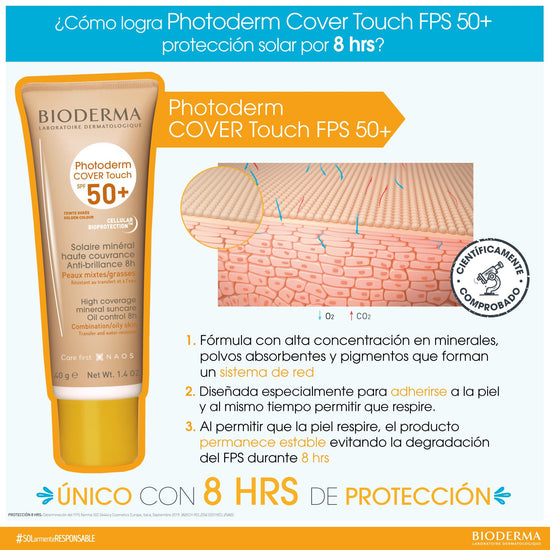 BIODERMA Protector Solar Photoderm COVER Touch MINERAL FPS 50, Claro