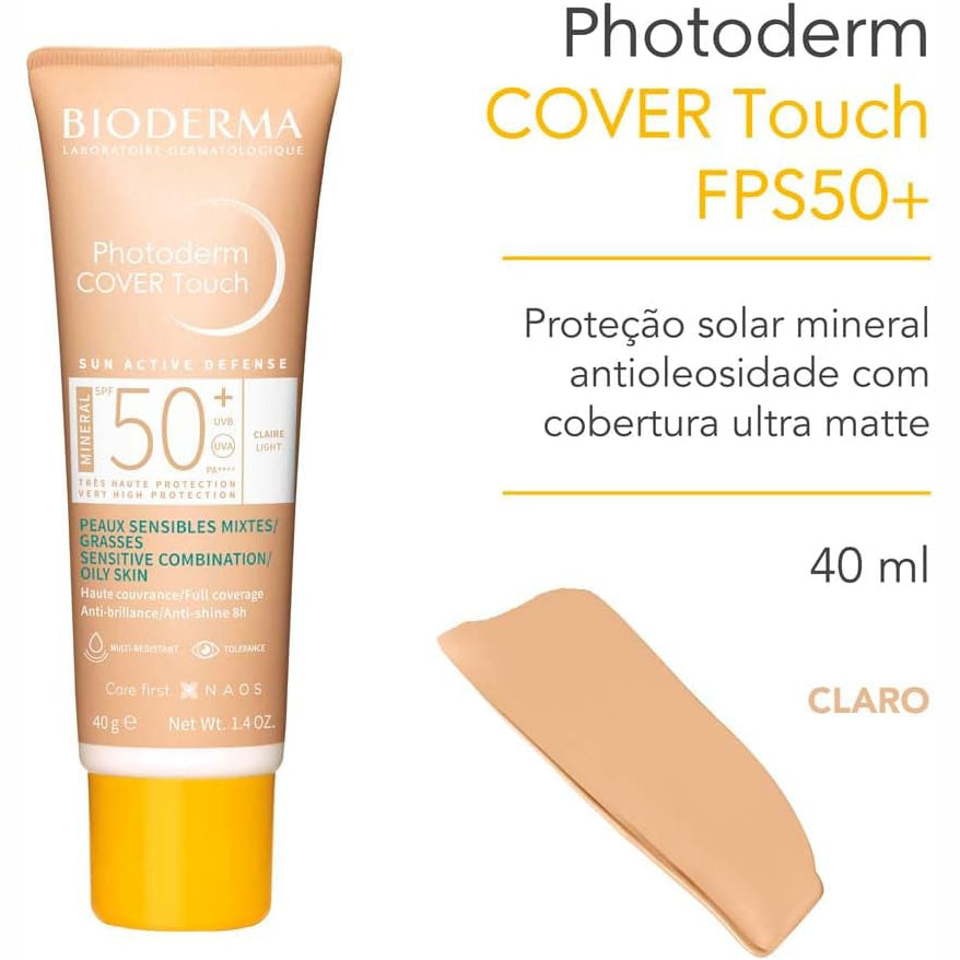 BIODERMA Protector Solar Photoderm COVER Touch MINERAL FPS 50, Claro