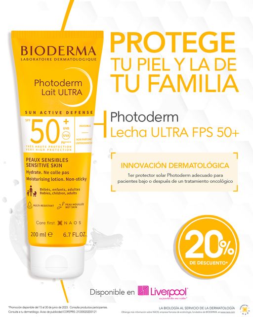 BIODERMA Protector Solar Photoderm Leche ULTRA para Toda la Familia FPS 50