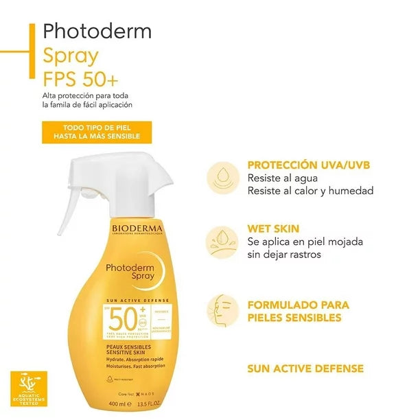 BIODERMA Protector Solar Para la Familia Photoderm Spray FPS 50, 400ml