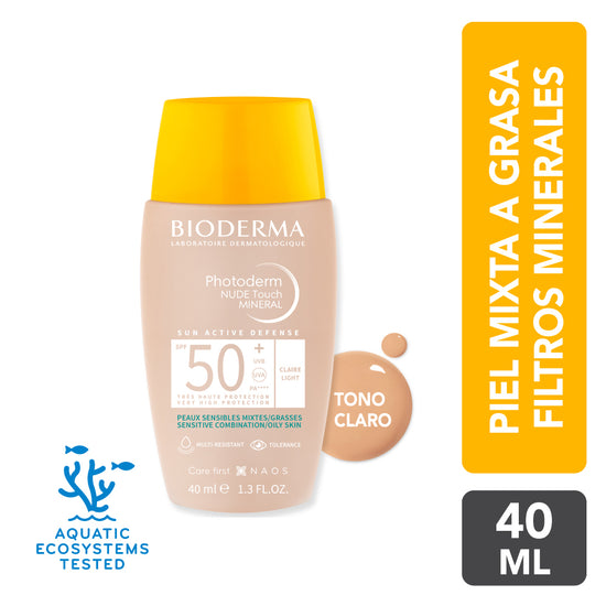 BIODERMA Protector Solar Photoderm Nude Touch FPS 50, Tono Claro 40ml