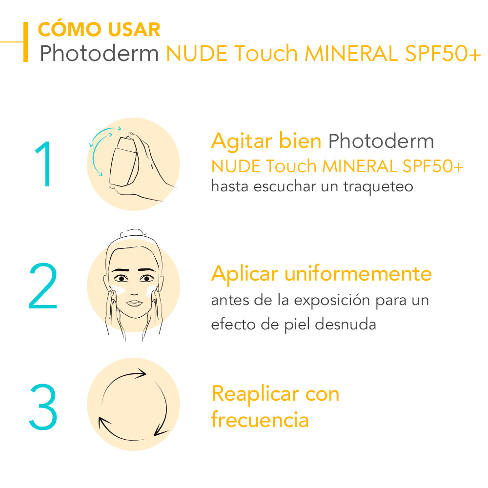 BIODERMA Protector Solar Photoderm Nude Touch FPS 50, Tono Muy Claro 40ml