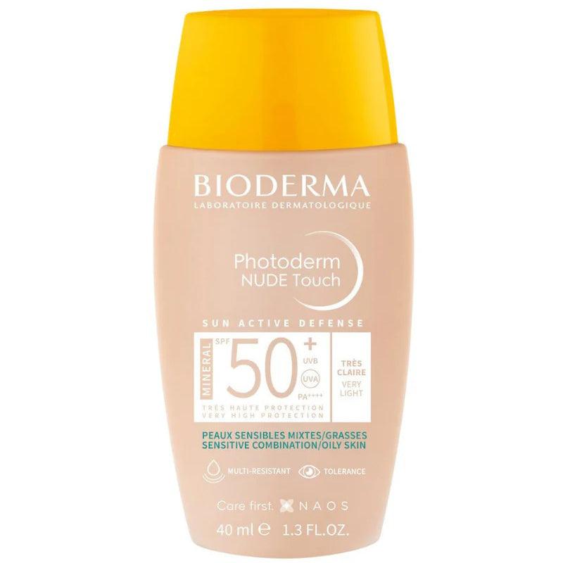 BIODERMA Protector Solar Photoderm Nude Touch FPS 50, Tono Muy Claro 40ml