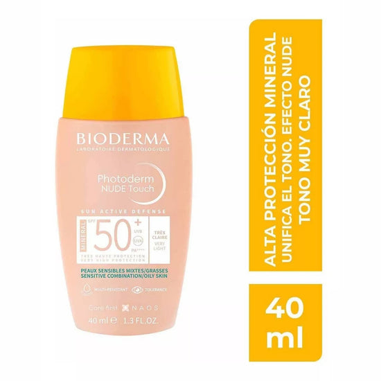 BIODERMA Protector Solar Photoderm Nude Touch FPS 50, Tono Muy Claro 40ml