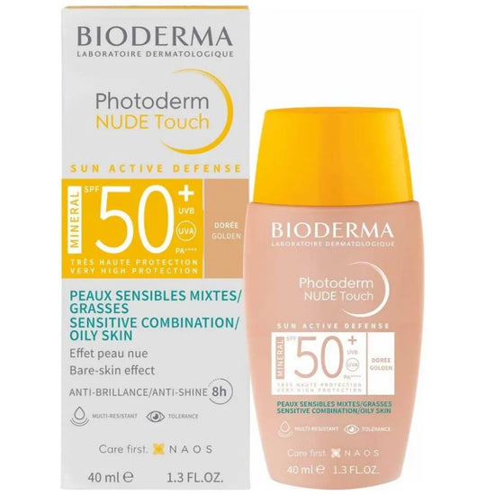 BIODERMA Protector Solar Photoderm Nude Touch FPS 50, Tono Dorado 40ml