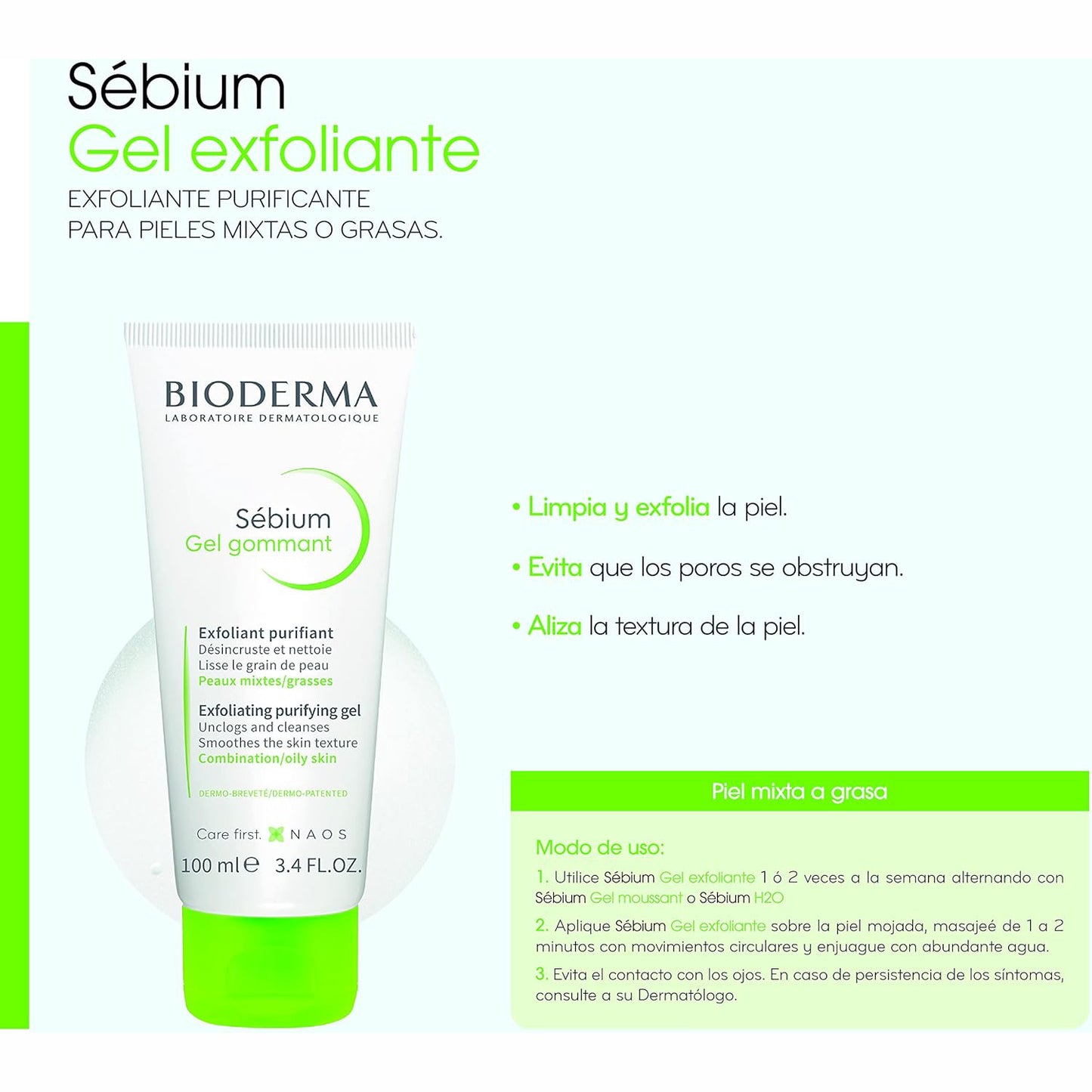 BIODERMA Sébium Gel Gommant Exfoliante Purificante, 100ml