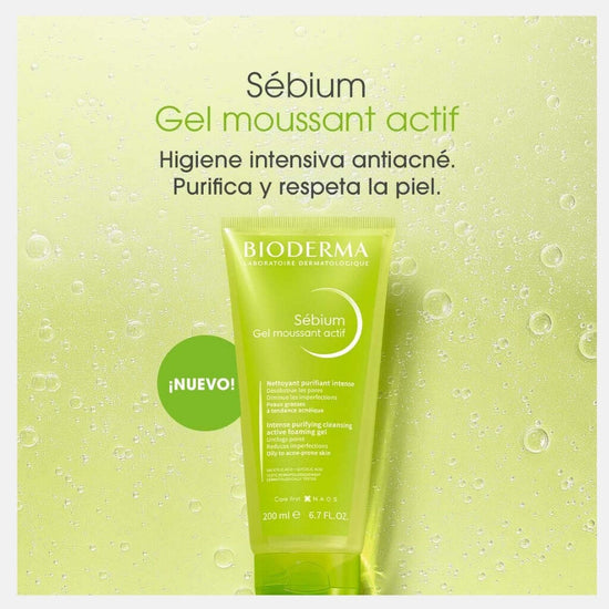 BIODERMA Sébium Gel moussant Actif, Higiene Intensiva Anti-Acné 200ml